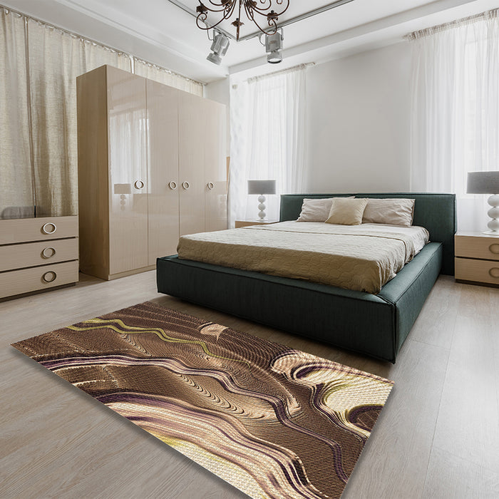 Patterned Peru Brown Rug in a Bedroom, pat258brn