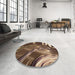 Round Patterned Peru Brown Rug in a Office, pat258brn