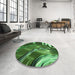 Round Patterned Deep Emerald Green Rug in a Office, pat258grn