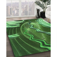 Patterned Deep Emerald Green Rug, pat258grn