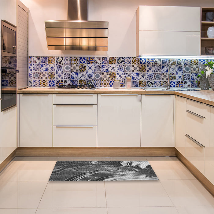 Patterned Dark Gray Rug in a Kitchen, pat258gry