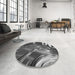 Round Patterned Dark Gray Rug in a Office, pat258gry