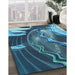 Patterned Blue Turquoise Green Rug in Family Room, pat258lblu