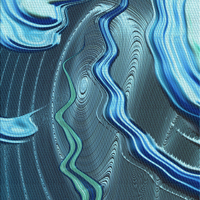 Patterned Blue Turquoise Green Rug, pat258lblu