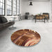 Round Patterned Orange Rug in a Office, pat258org