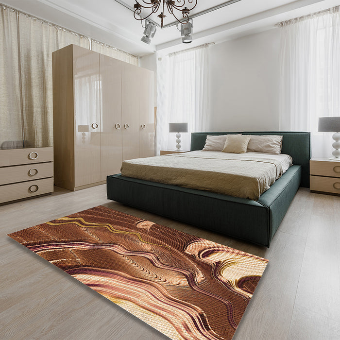 Patterned Orange Rug in a Bedroom, pat258org