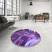 Round Patterned Purple Rug in a Office, pat258pur