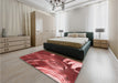 Patterned Red Rug in a Bedroom, pat258rd