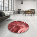 Round Patterned Red Rug in a Office, pat258rd