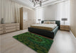 Patterned Black Rug in a Bedroom, pat2580grn