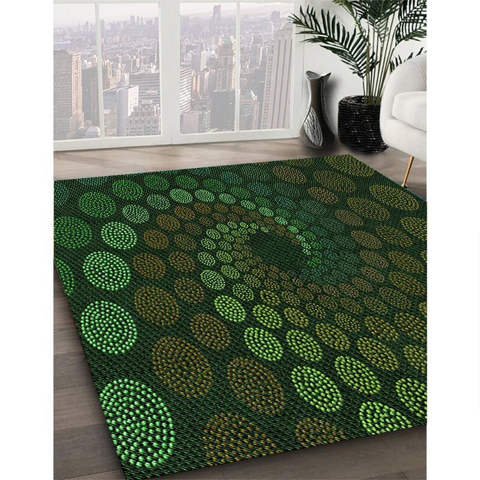 Patterned Black Rug in Family Room, pat2580grn