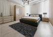 Patterned Black Rug in a Bedroom, pat2580gry
