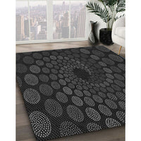 Patterned Black Rug, pat2580gry