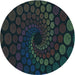Square Patterned Black Rug, pat2580lblu