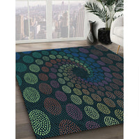 Patterned Black Rug, pat2580lblu
