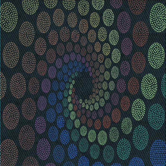 Round Patterned Black Rug, pat2580lblu