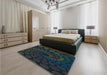 Patterned Black Rug in a Bedroom, pat2580lblu