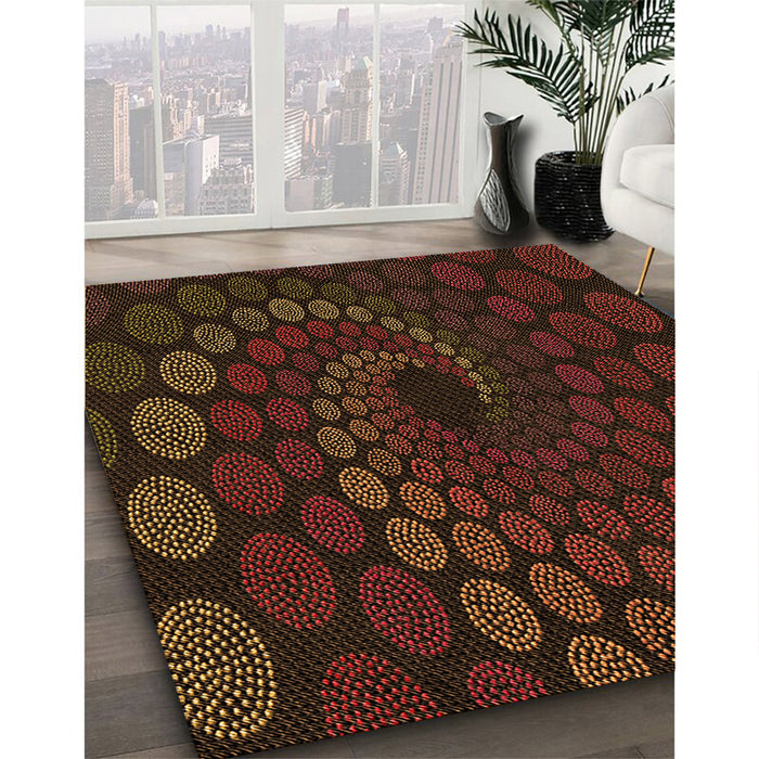 Patterned Saddle Brown Rug in Family Room, pat2580org