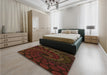 Patterned Saddle Brown Rug in a Bedroom, pat2580org
