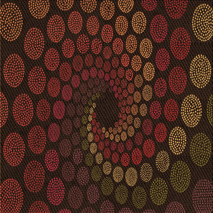 Round Patterned Saddle Brown Rug, pat2580org