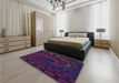 Patterned Purple Rug in a Bedroom, pat2580pur