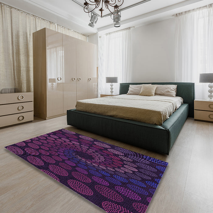 Patterned Purple Rug in a Bedroom, pat2580pur