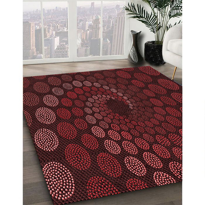 Patterned Saffron Red Rug in Family Room, pat2580rd