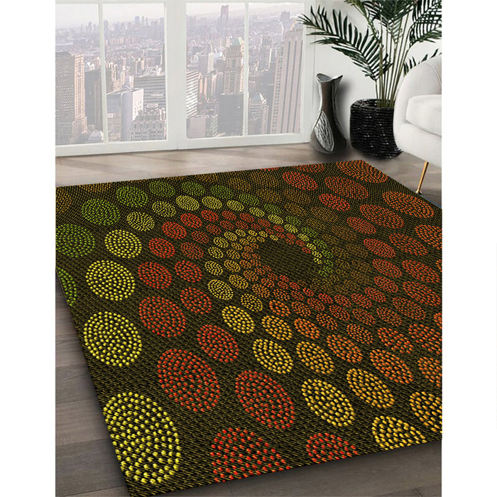 Patterned Dark Bronze Brown Rug in Family Room, pat2580yw