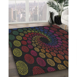 Patterned Chocolate Brown Novelty Rug in Family Room, pat2580