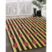 Patterned Red Rug in Family Room, pat2581brn