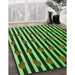 Patterned Green Rug in Family Room, pat2581grn