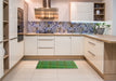 Patterned Green Rug in a Kitchen, pat2581grn