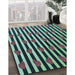 Patterned Gunmetal Green Rug in Family Room, pat2581lblu