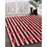 Patterned Pastel Red Pink Rug, pat2581rd