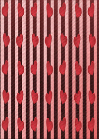 Machine Washable Transitional Pastel Red Pink Rug, wshpat2581rd