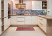 Patterned Pastel Red Pink Rug in a Kitchen, pat2581rd