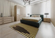 Patterned Midnight Gray Rug in a Bedroom, pat2582brn