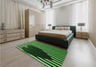 Patterned Dark Forest Green Rug in a Bedroom, pat2582grn
