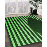 Patterned Dark Forest Green Rug, pat2582grn