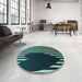 Round Patterned Mint Green Rug in a Office, pat2582lblu