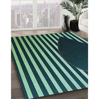 Patterned Mint Green Rug, pat2582lblu