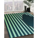Patterned Mint Green Rug in Family Room, pat2582lblu