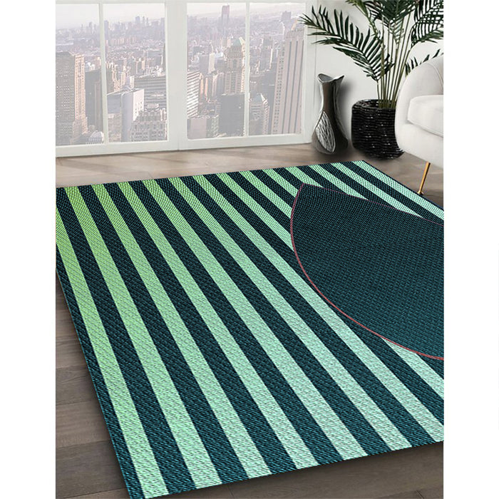 Machine Washable Transitional Mint Green Rug in a Family Room, wshpat2582lblu
