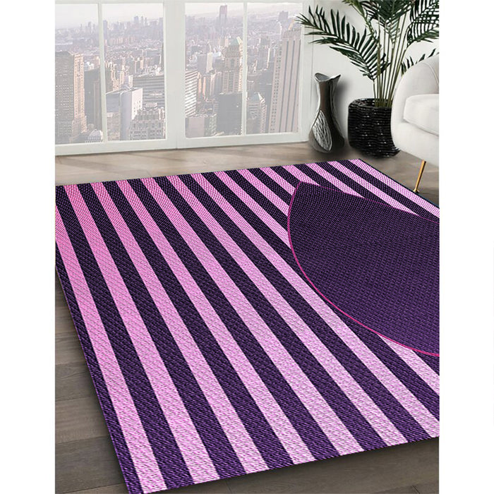 Patterned Purple Rug in Family Room, pat2582pur