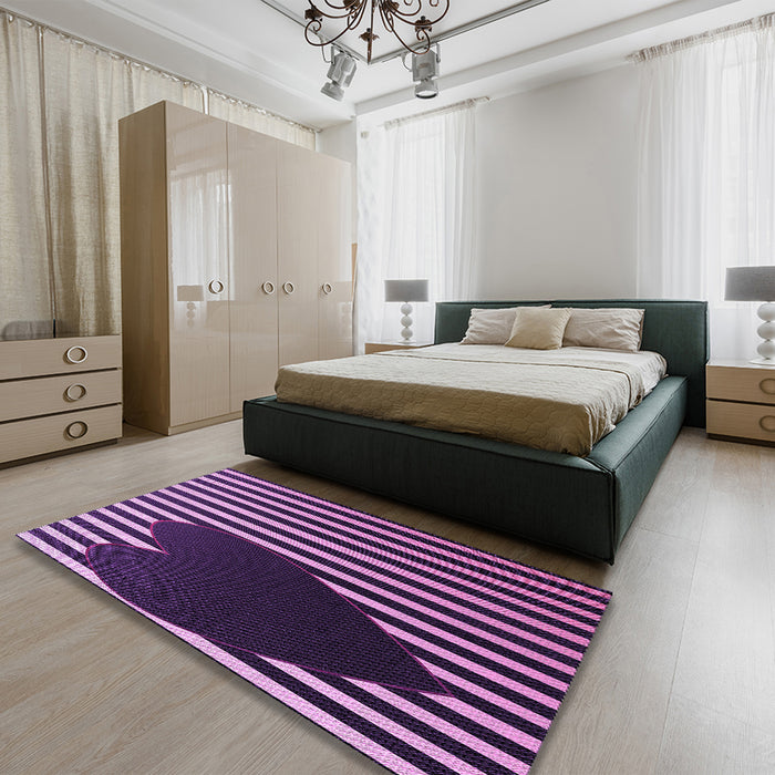 Patterned Purple Rug in a Bedroom, pat2582pur