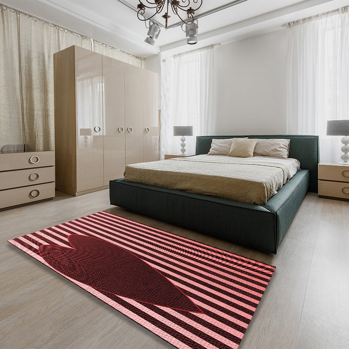 Patterned Red Rug in a Bedroom, pat2582rd