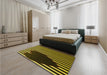 Patterned Black Brown Rug in a Bedroom, pat2582yw