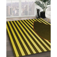 Patterned Black Brown Rug, pat2582yw