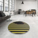 Round Patterned Copper Green Novelty Rug in a Office, pat2582