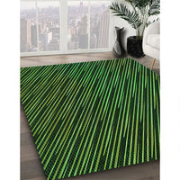 Patterned Dark Lime Green Rug, pat2583grn